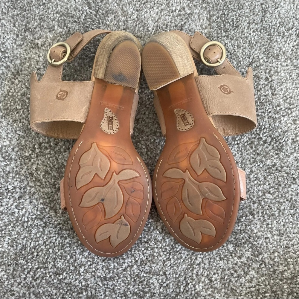 born heeled sandals womens size 10 M brown leather shoes open toe comfort heels - Picture 9 of 9